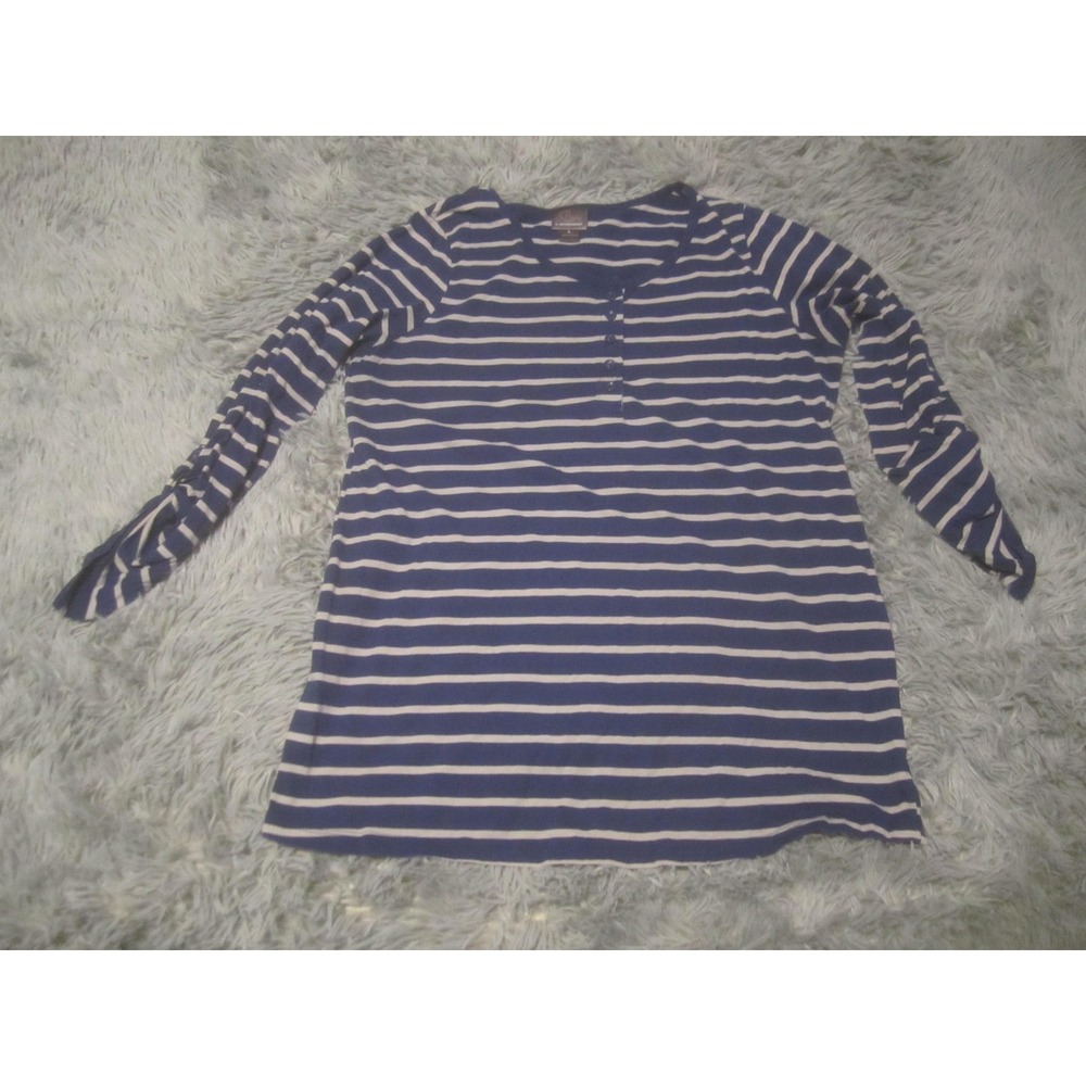 Oh Baby By Motherhood Shirt Womens Large Blue Stripe Henley Maternity Top